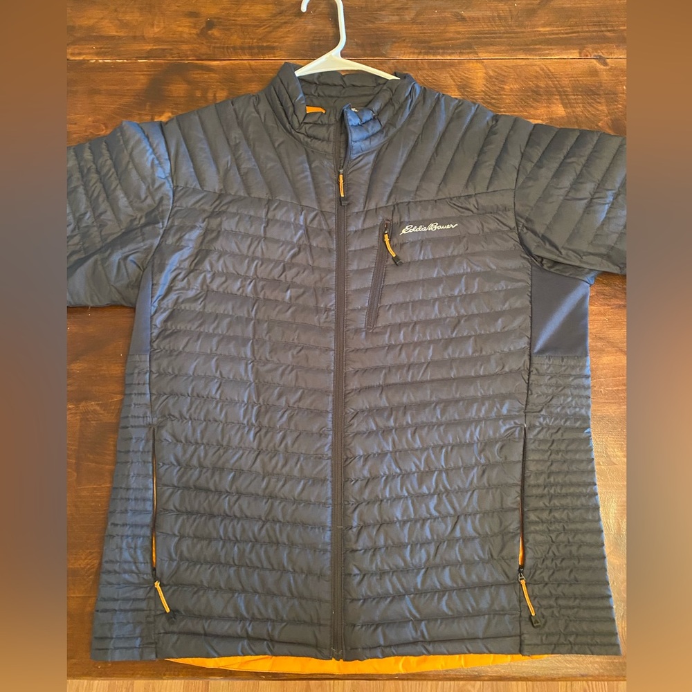 Eddie Bauer-Large Gray Storm Down 800 Mid layer jacket